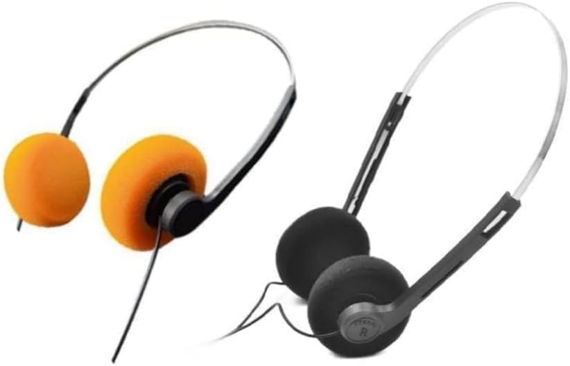 Amazon.co.jp: オレンジとブラックのレトロオンイヤーヘッドホン、有線